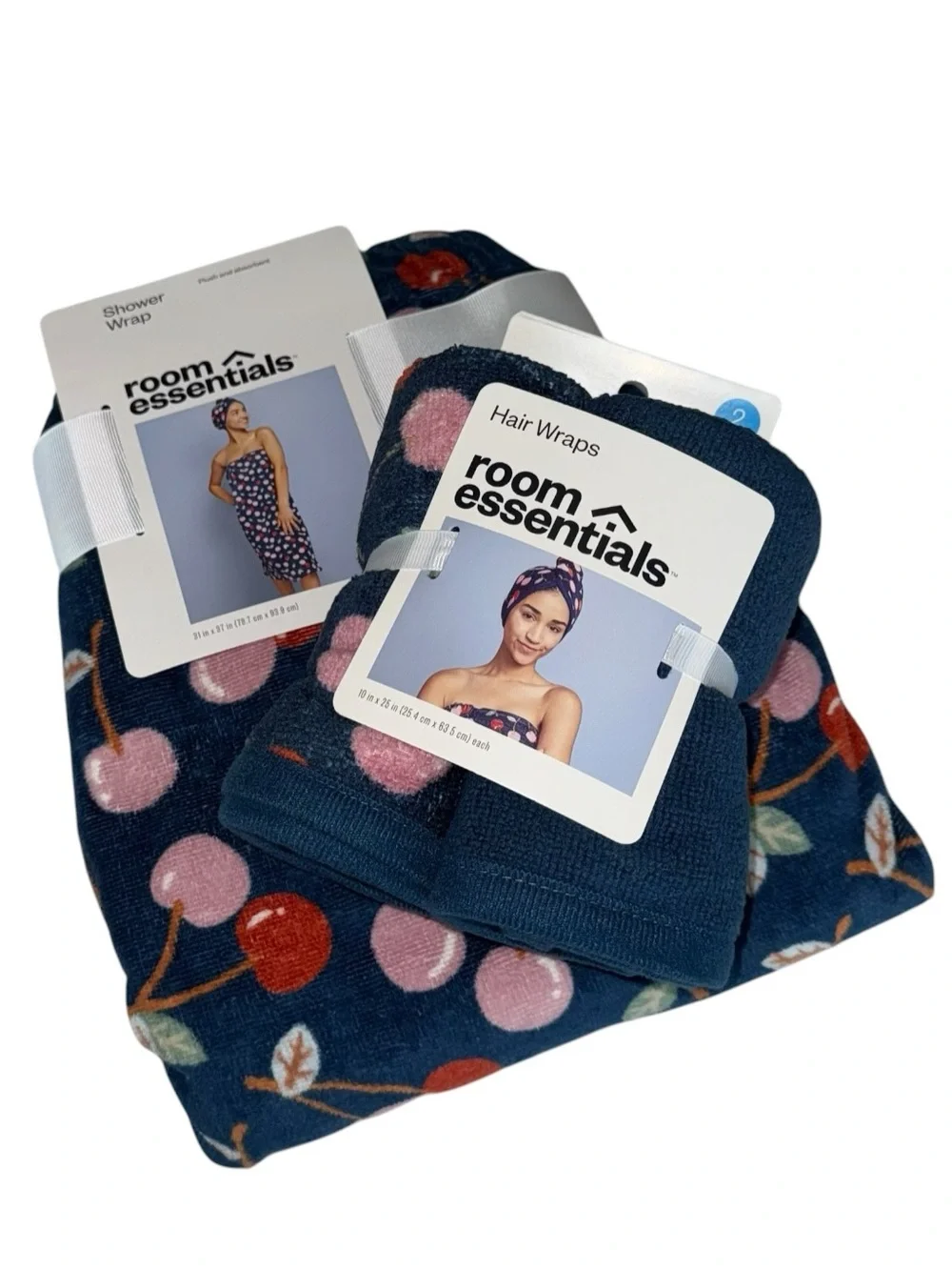 Cherries Shower Wrap and Hair Wrap Bath Towel